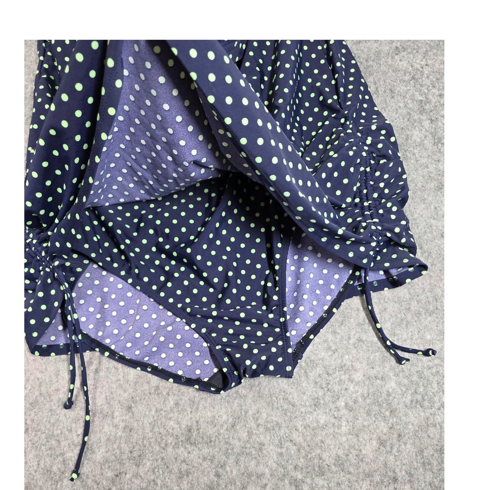 Swimsuits For All One Piece Halter Swimdress Navy Polka Dot Ruched Swimwear 24 - Picture 3 of 10